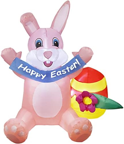 Cllayees 5 FT Easter Bunny dekoracije na naduvavanje na otvorenom, Holiday Blow up gumenjak zeko jaje, dekoracija