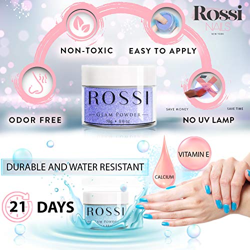 ROSSI Nails Glam Dip Powder 0.6 Oz | francuski manikir za nokte akril Art | Starter i profesionalni | šareni