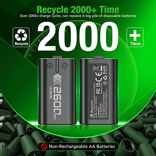 Powextra 4×2600mah Xbox punjiva baterija velikog kapaciteta sa priključnom stanicom za punjenje stanica za brzo punjenje za Xbox kontroler baterija za Xbox One S / X, Xbox serija S / X kontroler