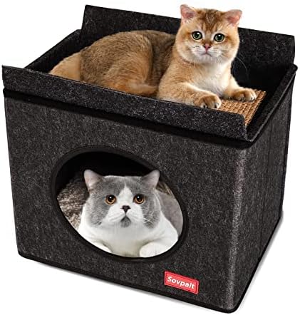 SOVPAIT kreveti za mačke za zatvorene mačke s jakom kutijom od vunenog filca i prostirkama za ogrebotine