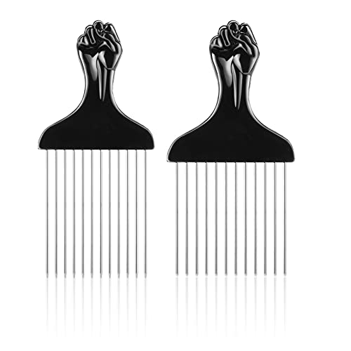 WLLHYF 2 pakovanja Afro Pick Comb Metal Hair Picks češalj, kosa Pick perika pletenica kosa rat rep češljevi Styling