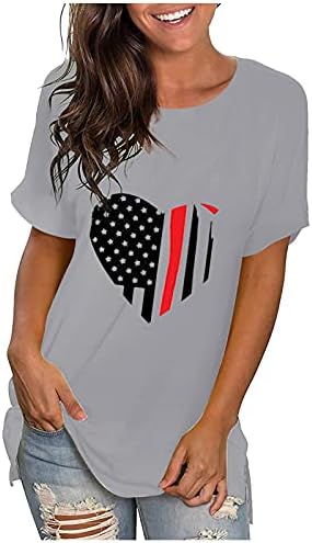 Majice za 4. jul majice za žene kratke rukave V-izrez majice američka zastava zvijezde prugaste Patriotske