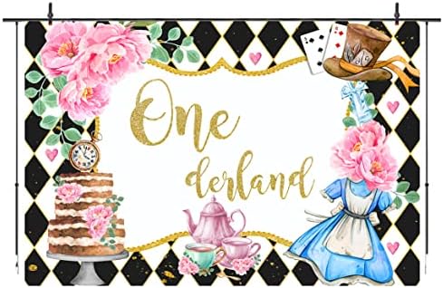 Onederland pozadina za 1. rođendan za djevojčice Wonderland fotografija za čajanku pozadina djevojka Pink
