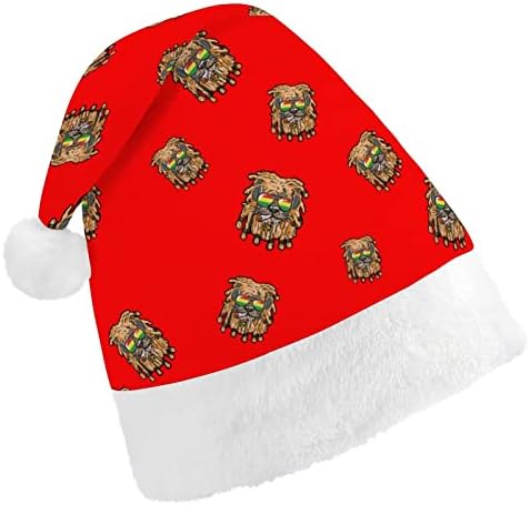 Rasta Lion2 Funny Božić šešir Santa Claus kape kratki pliš sa bijelim manžetama za Božić Holiday Party ukras zalihe
