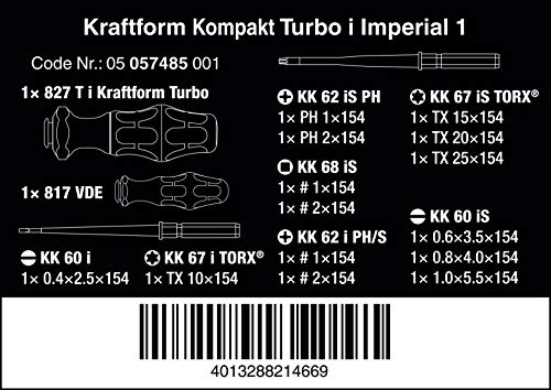 Wera 05057485001 Kraftform Kompakt Turbo i Imperial 1, 16 komada