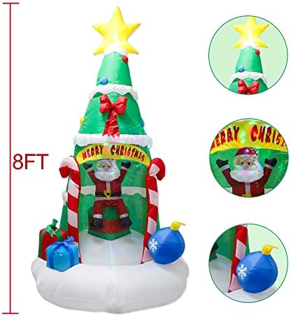 Luxfcup 8ft naduvavanje božićno drvo ukras sa osvijetljenim Santa Claus Božić na otvorenom Blow Up svjetla ukrasi