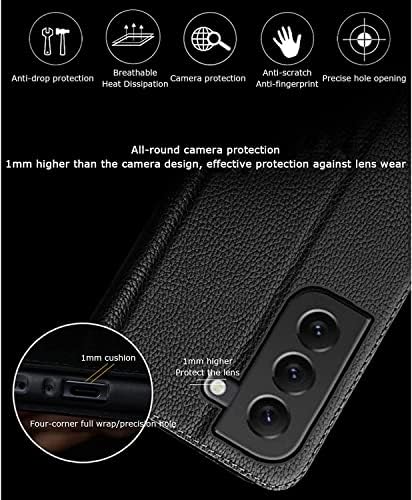 Kossma futrola za iPhone 14/14 Plus / 14 Pro / 14 Pro Max,prozorska futrola od prave kože, Magnetna usisna sočiva bez okretanja Puna zaštita paketa protiv pada telefona (Boja : Smeđa, veličina: 14 Pr