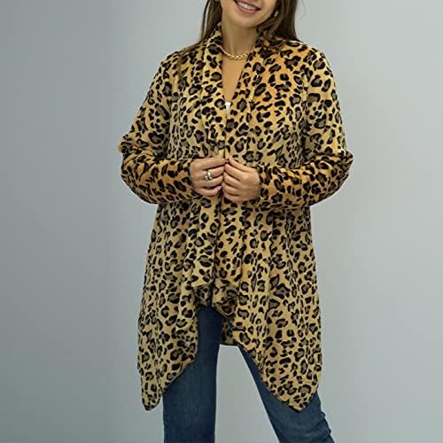 Ženska kardiganska jakna Modni leopard Ispis Nepravilni priključak za plišani šal kaput s
