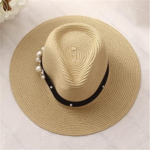 Nabavite proljetne ljetne šešire za žene cvjetne perle Široki obod Jazz Panama šešir sa vizirom za sunce šešir na plaži