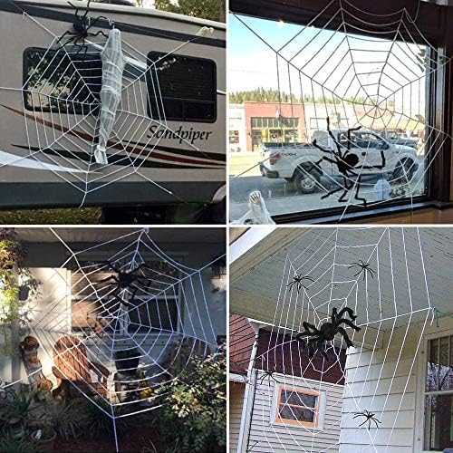 Halloween Spider Decorations, Halloween Scary Hairy Spider Web Set, 1 Paket veći lažni Pauk, Halloween paukova mreža, rekviziti za paučinu za unutarnji, vanjski i dvorišni jezivi dekor