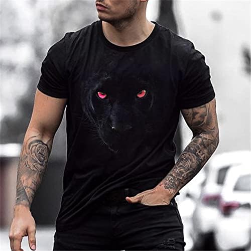 Muška grafička majica kratkih rukava, Ljetni casual okrugli vrat Pulover 3D Crna mačka Print Slim Fit Active Atletic Majica Top