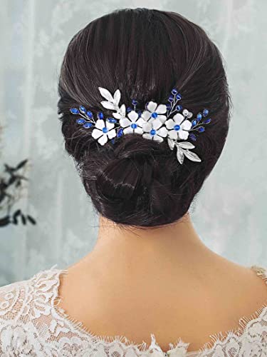 Campsis Flower Bride vjenčani češalj za kosu srebrni vještački dijamant vjenčani češalj za kosu cvjetni vjenčani pokrivač za mladenke kristalni Dodaci za kosu za žene i djevojčice
