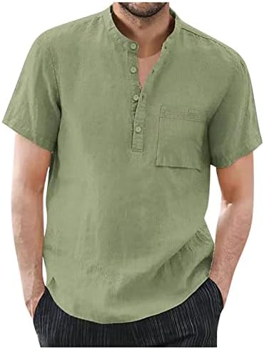 Muška košulja Proljeće Ljeto Muške povremene pamučne posteljine pune boje majica kratkih rukava Majice sa otvorenim postoljem