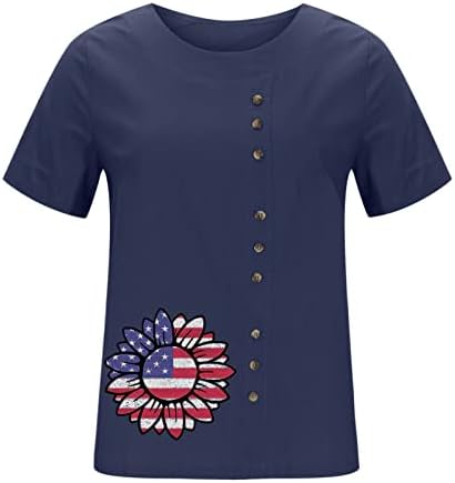 Žene Grafičke majice Dan nezavisnosti Ljeto Ženski kratki rukav Crew Clor Cvjetni fit tiskani top T majice