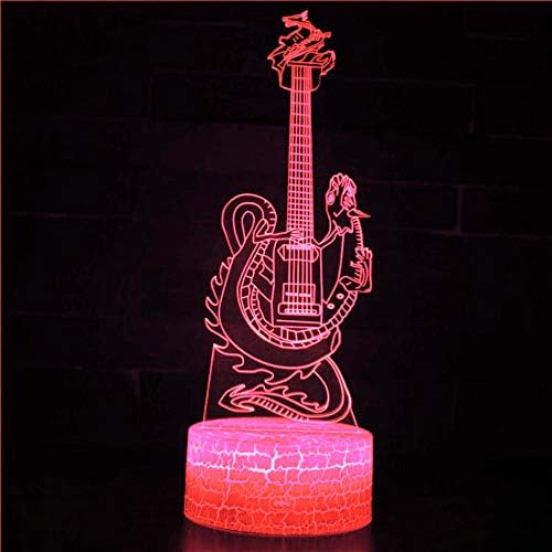Jinnwell 3d gitara Dragon noćna lampa iluzija noćno svjetlo 7 promjena boje dodirni stol za presvlačenje