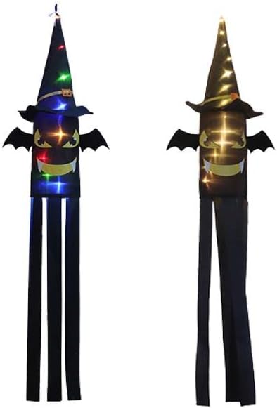 2 kom Halloween horor Lantern LED viseći duh sa duhom Čarobnjak šešir šišmiš oblik sa lobanjom uzorak Halloween Yard dekoracije za Halloween vanjski zatvoreni Holiday Yard Lawn Decor