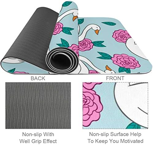 Siebzeh Swan Blue Pattern Premium Thick Yoga Mat Eco Friendly Rubber Health & amp; fitnes non Slip Mat za sve vrste vježbe joge i pilatesa