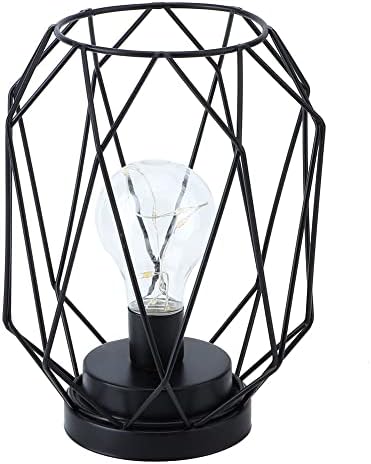 Yuehuam Industrijska stolna svjetiljka, metalni žičani kavez bežični vintage stolni svjetiljki