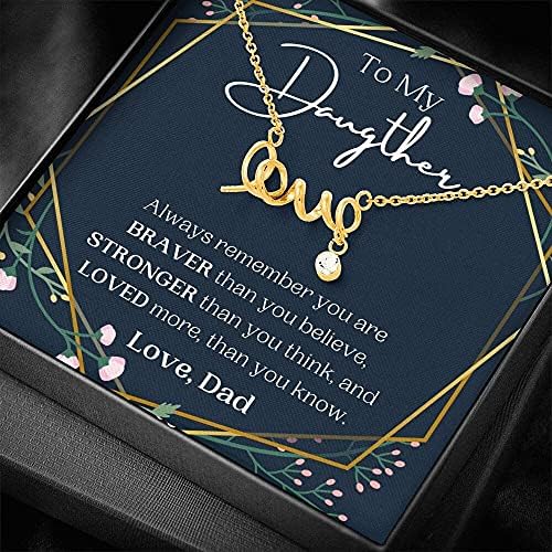 Nakit za poruke, ručno izrađena ogrlica - personalizirana poklona Ljubavna ogrlica, uvijek zapamtite da ste voljeni, rođendanski poklon za kćer, do moje kćerke ogrlice, prisutan od tate