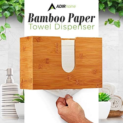 Adirhome Bambusova papirna ručnika za papir 4.8 x 11.6 x 7.8 - zidni nosač ili kontratop za višestruke