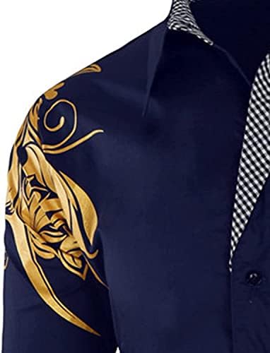JEKE-DG Hipster Meksički dizajn Shacket Dress Shirt muškarci Casual brend duge rukave Odjeća Štancanje Zlatni štampani vez