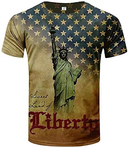 Zvijezde i pruge Print TEE majica za muškarce Classic Fit Crewneck Patriotska američka zastava TOP LODIER Majica kratkih rukava