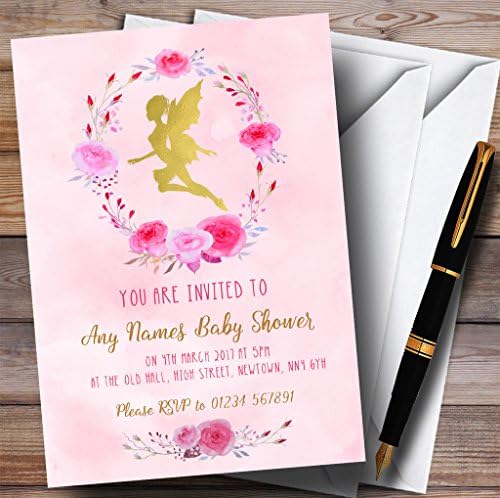 Pink Akvarel Pixie Fairy Pozivnice Za Djevojčice Pozivnice Za Tuširanje Beba