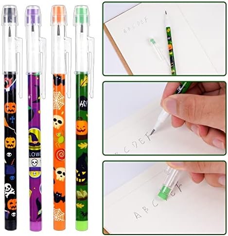 48pcs HB Halloween olovke Prozirne olovke Višebojne olovke za olovke Neosjetljive olovke Pop up plastične olovke PUMPKIN, Šipka olovka Halloween olovka, 4 stila