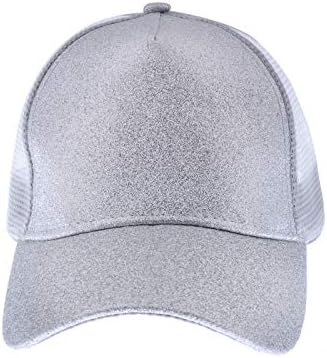 Anna-Kaci Ženski bejzbol kapa Glitter Ponytail Hat High Messy Bun Ponycap Trucker tata šešir