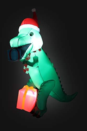 Dva Božić Party Dekoracije Bundle, uključuje 7 stopa visok Božić napuhavanje dinosaurusa sa poklon kutijama, i 8 stopa dugo osvijetljeni Božić napuhavanje Santa Claus na sankama sa tri Jelena