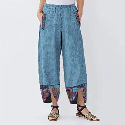 Miashui lanene pantalone za žene Casual žene Moda Casual labavi Print elastični struk nepravilne ženske Casual pantalone Elastic