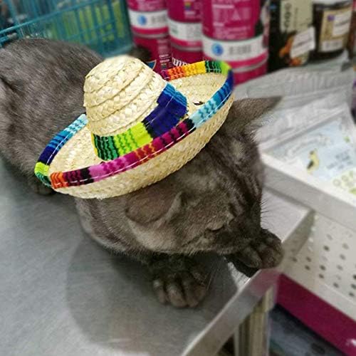 Kitatayi Sombrero šešir za pse, Mini slamnati Sombrero šeširi Meksički šeširi Sombrero šeširi za male kućne ljubimce / štene/mačke