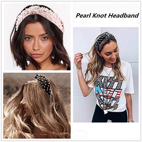 Pearl Headbands Knotted Headbands za žene 3 boje, Knot Turban Headband Fashion Hair Bands Wide Headbands