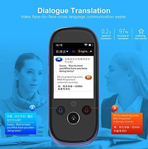 Mjwdp K1 Pro uređaj za pametnog prevodioca glasa sa 2.4 inčnim ekranom osetljivim na dodir WiFi / Hotspot veza/Offline podrška 77 jezika