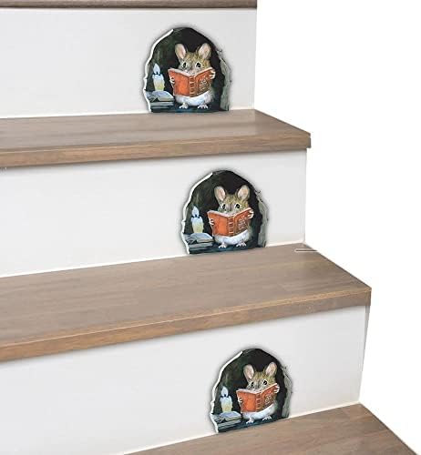 3pcs Realistic Mouse Hole Zidne naljepnice za ugaoni stepenice Smiješni slatki crtani kućni dekor PVC vinil neprozirne pozadine za dekoraciju dnevnog boravka