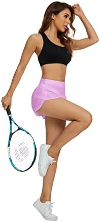 Rrosseyz ženske kratke hlače za trčanje s oblogom ženski atletski šorc visokog struka s džepom s patentnim zatvaračem za vježbanje teretane-4 inča