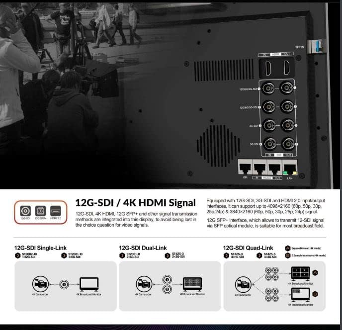 LILLIPUT Q13 10.1 HDMI 2.0 2x12G-SDI PIP PBP Multiview 1500 Nita na monitoru preko cijelog ekrana