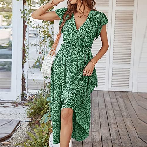 Ženska haljina za ljeto 2023. modna casual proljeća i ljetna ruka s kratkim rukavima s cvjetnim ispisom