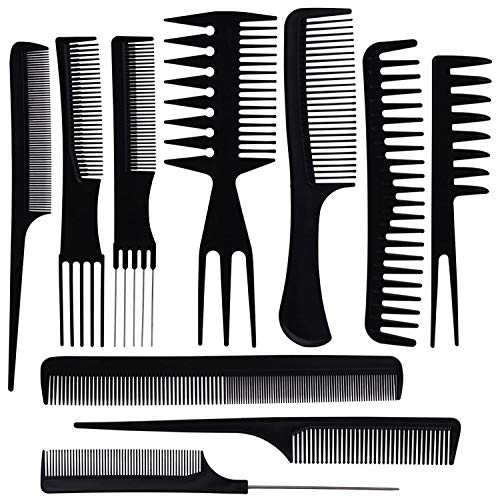 Ultikare Barber Comb Set, profesionalni salon za kosu za oblikovanje brijača Combs Kit 10 komada plastike fine i široke češlju za kosu zuba za muškarce i žene