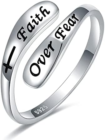 AMBCESSER 925 Sterling Silver Inspirational podesivi prstenovi - ličnost ohrabrenje nakit poklon za žene djevojke