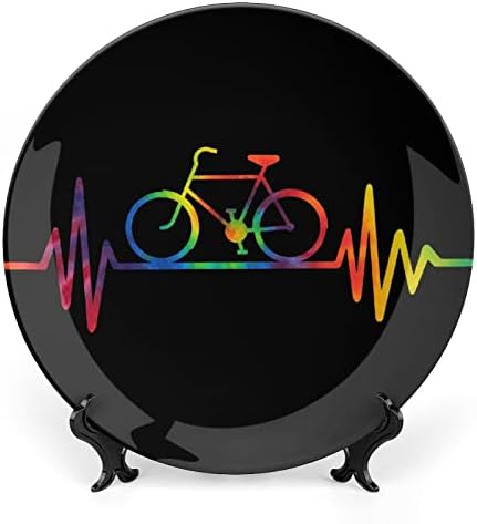 Tye Die Heartbeat Bike Bone Kina dekorativna ploča sa vertikalnim postoljem keramički ukrasi zanat za porodični dnevni boravak kuhinja