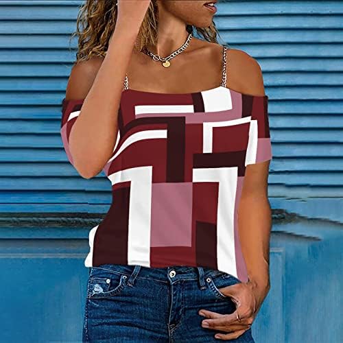 Vrhovi za žene Ljetna moda 2023 Steampunk hladna bluza za bluzu metalna lanac zastrašujuća majica geometrijski