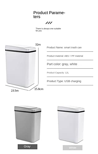 ZSQZJJ Creative Kitchen Smart kanta za smeće dnevna soba i kupatilo indukcijska siva kutija kanta za smeće za domaćinstvo sa poklopcem