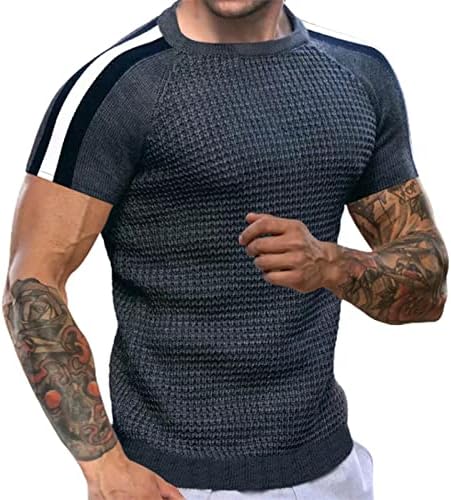 2023 Nove muške mišićne majice kontrastne boje Stretch kratki rukav trening tee casual slim Fit Henleyji