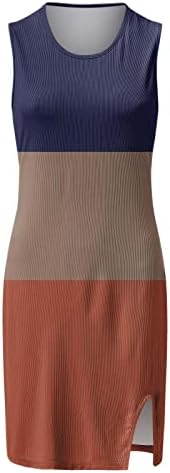 Ženske kratke haljine bez rukava s kratkim dijelom split gradijent boje CALEST CREW CALESTE Ljeto Cisterne mini haljine