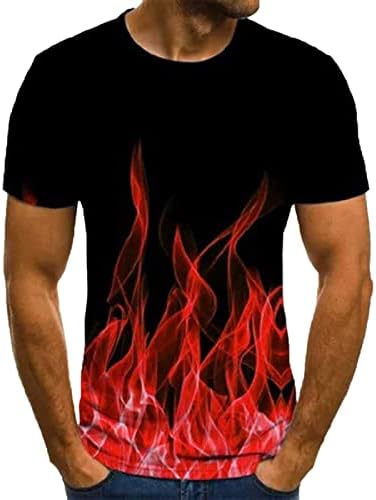 T majice za muškarce Ljeto 3D plamen Print Roundneck Kratki rukav Pulover majica Casual Plus Size Gym Sport Bluze