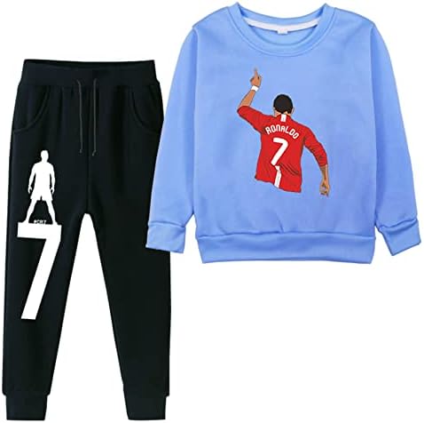 Umocan Boy Girls CR7 Duge ruke dugih rukava i sportske hlače-Cristiano Ronaldo 2 komada odijela TrackSit Plava