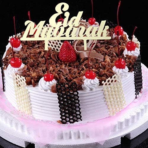 Amosfun Mubarak ukrasi Eid Mubarak ukrasi za kućni musliman Eid Mubarak akrilno ogledalo Zlatni cupcake Topper Birthred Wedding Party Decor Hrana Pick