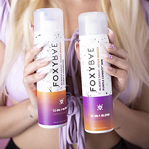 FoxyBae Always Sassy nikad Brassy Purple šampon | 12-u-1 Njegujući šampon za kosu za vlagu, volumen s biotinom, arganovim uljem | Shea maslacem / bez sulfata, bez parabena, bez okrutnosti
