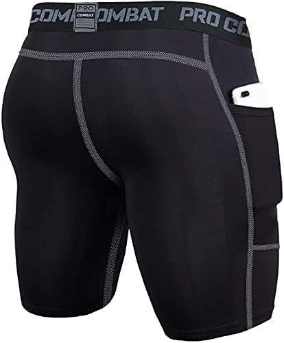 Pamyvia muške kompresijske kratke hlače od 3 paketa sa džepovima Atletski donji veš za trčanje,trening,